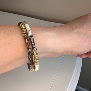 Enamel bangles - brown, cream and black